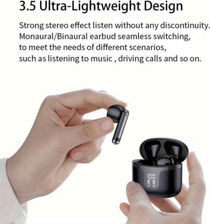 Produktbild PhoneLook Bluetooth 5.3 In-Ear kabellose Kopfhörer Ladeetui mit digitaler Batterie Anzeige, USB Type C (50 h, Kabellos)
