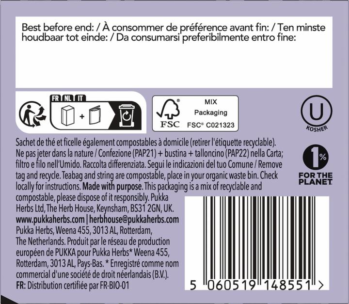 Valori nutrizionali e ingredienti Pukka Splendido Earl Grey (40 g)