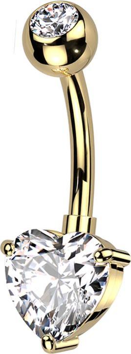 Actual product image Star Piercing Banana gold plated with ball gold plated crystal silver and big heart crystal silver (Brass)