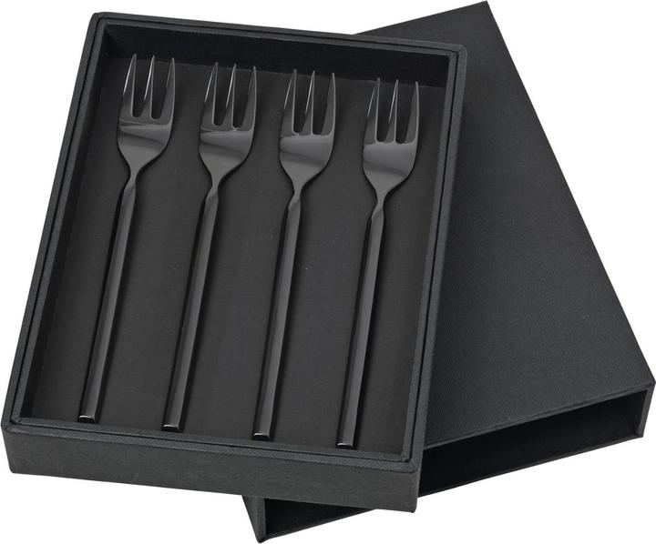 Actual product image Broste Copenhagen Tvis Cake Fork, 4 pc - Stainless Steel - Black (4 Piece, Cutlery set)