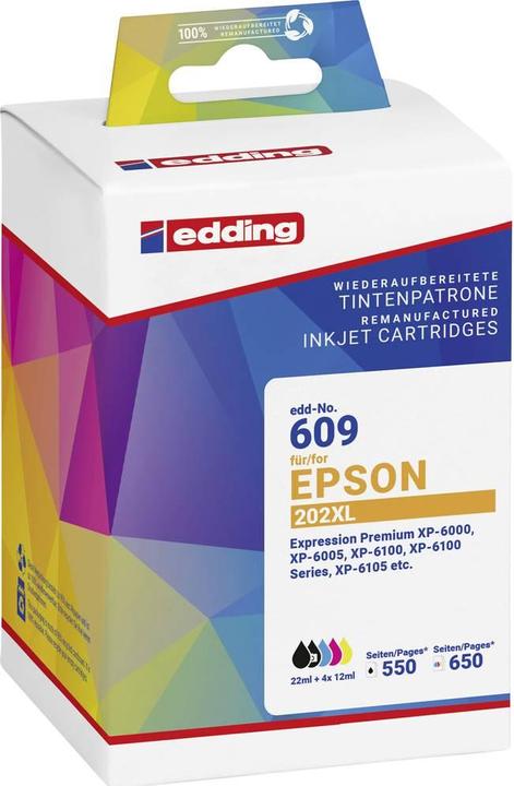Produktbild Edding Druckerpatrone ersetzt Epson 202XL Multipack 5 Kompatibel Schwarz, Foto