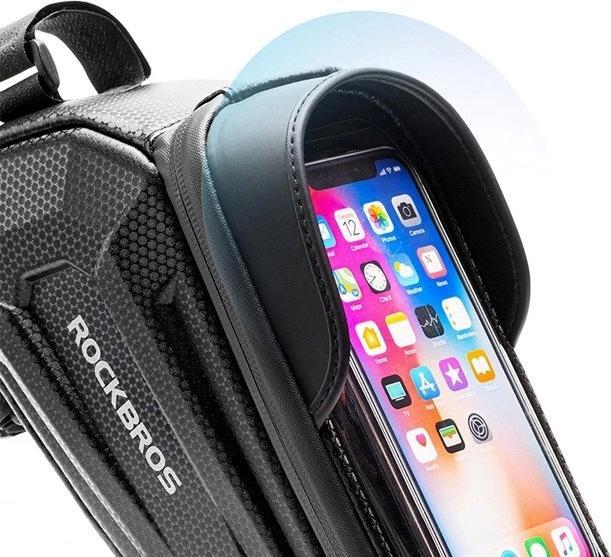 Produktbild Rockbros B68 armored bicycle bag with phone cover 1.5l - black (1.50 l, Gepäckträgertasche)