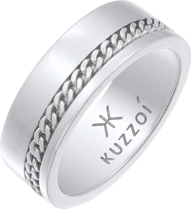 Kuzzoi Ring Herren Bandring Chunky Chain 925 Silber