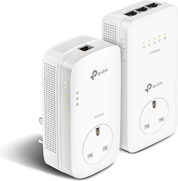 Produktbild TP-Link AV1200 GigabitPowerline ac WLAN KIT mit Frontsteckdose bis zu 1200Mbit/s Powerline Datenrate Line... (1200 Mbit/s)