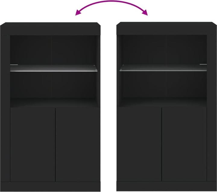 Produktbild VidaXL Beistellschrank mit LED-Leuchten Schwarz (60.5 x 37 x 100 cm)