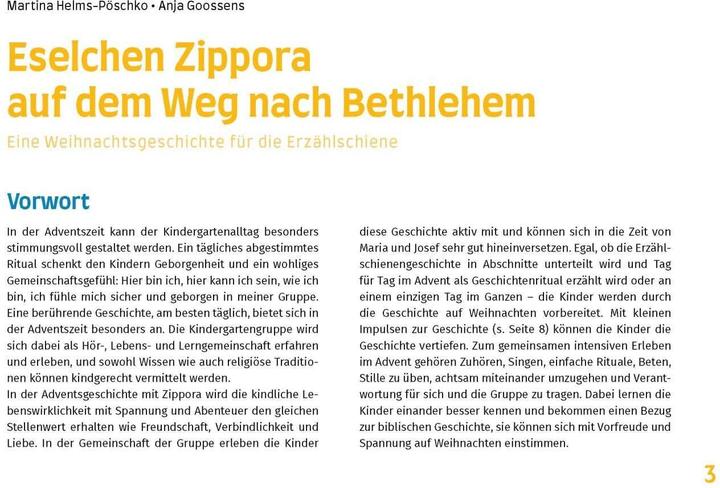 Immagine prodotto Eselchen Zippora auf dem Weg nach Bethlehem. Eine Weihnachtsgeschichte für die Erzählschiene (Tedesco, Martina Helms-Pöschko, 2024)
