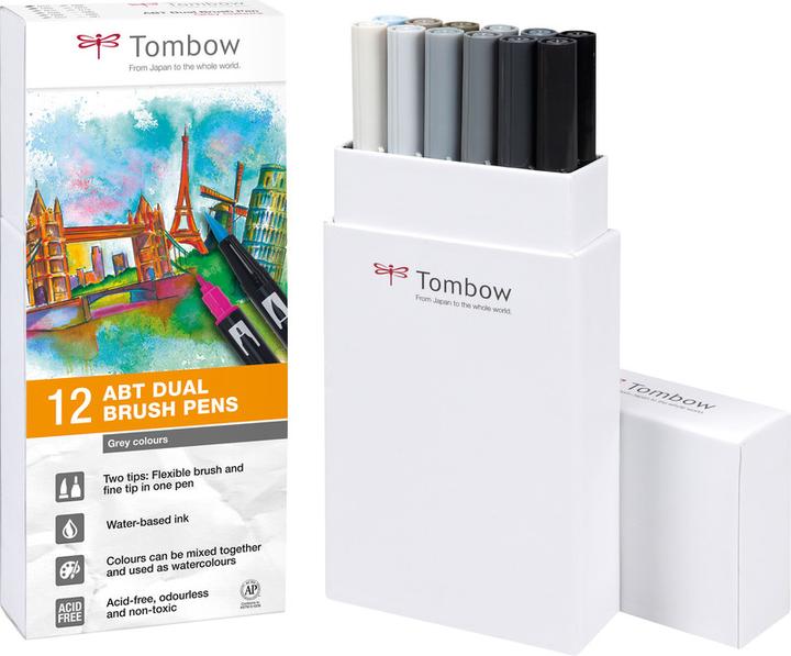 Produktbild Tombow ABT Dual Brush Pen (Black-Grey, 12 x)