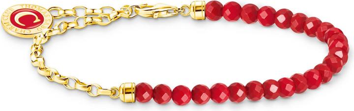Produktbild Thomas Sabo Member Charm-Armband rote Beads und Gliederelemente vergoldet (17 cm, 925er Silber, Emaille)