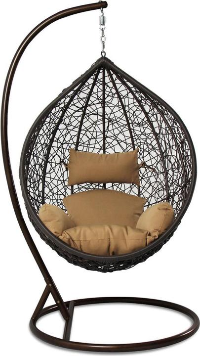 Immagine prodotto PureHaven Sedia sospesa 115x120x202 cm in rattan-plastica elegantemente modellata con cuscino impermeabile (120 kg)