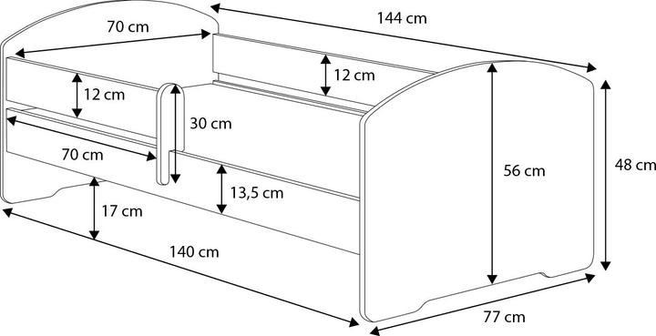 Immagine prodotto ADRK Furniture Letto con materasso e ringhiera PEPE BALL 140x70 (140 x 70 cm)