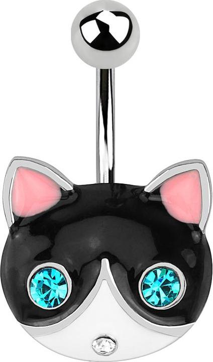 Produktbild Star Piercing Banane silber mit Kugel Katze (Chirurgenstahl 316L, Messing)