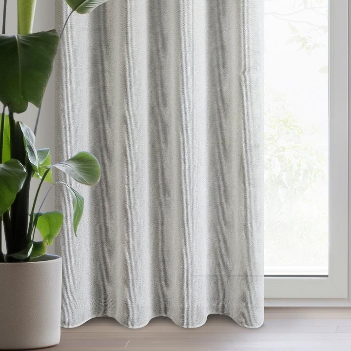 Actual product image Eurofirany ABBY curtain with mesh structure and bouclé, natural colour, copper, 140 x 270 cm, eyelets/circles (140 x 270 cm)