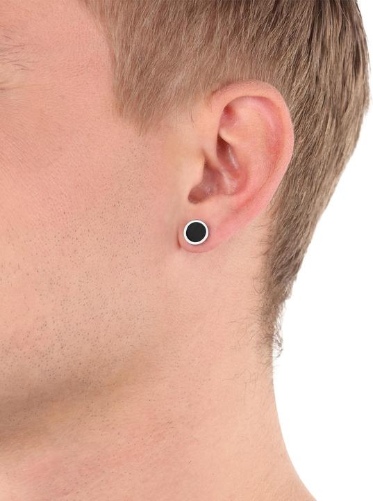Actual product image S.Oliver Ear jewellery for men, stainless steel, agate (Stainless steel)