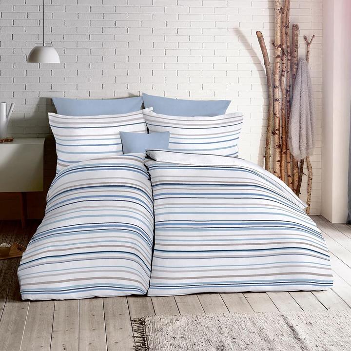 Produktbild Fleuresse Halbleinen Bettwäsche Provence Cassis Dilbeek blau leinen (Bettwäsche Set, 155x220 cm + 80x80 cm)