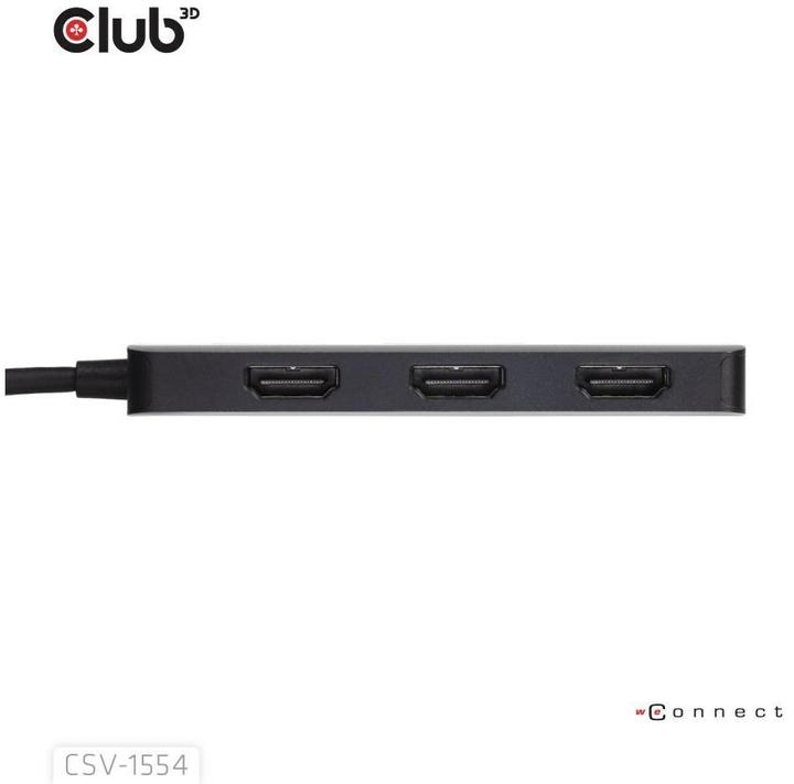 Produktbild Club 3D Club3D MST-Hub USB 3.2 Typ C > 3x HDMI 4K60Hz St/Bu retail (USB-C, 3 Ports)