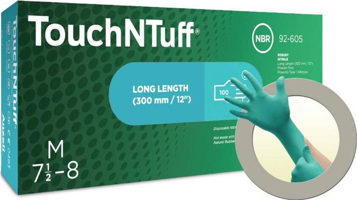 Actual product image Ansell Disposable gloves Touchntuff 92-605, unprinted, size 9, box of 100. (8.5, 9, L)
