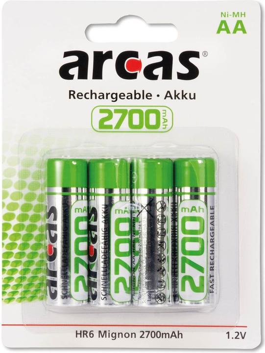 Produktbild Arcas 177 27406 - Wiederaufladbarer Akku - Nickel-Metallhydrid (NiMH) - 1,2 V - 4 Stüc (4 Stk., AA, 2700 mAh)