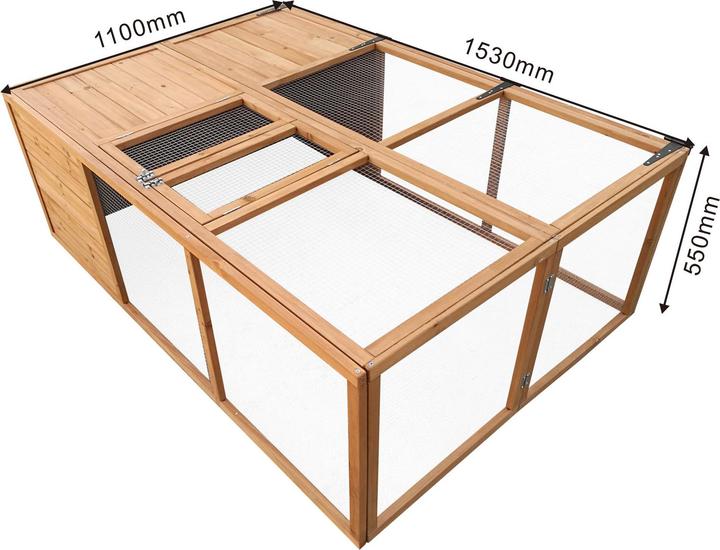 Produktbild Wiltec Kleintierstall klappbar 153x110x55cm Hasenstall Tannenholz Drahtgitter