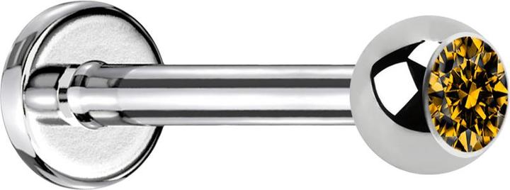Actual product image Star Piercing Labret silver with ball crystal topaz (without brass, Surgical steel 316L)