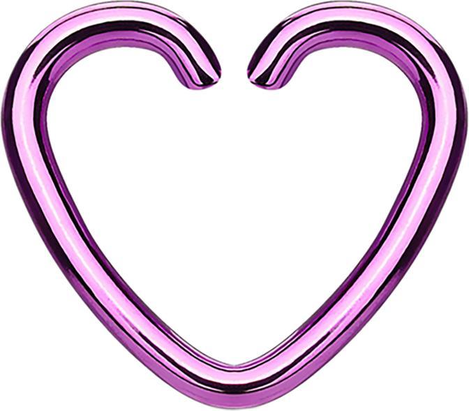 Produktbild Star Piercing Micro Piercing Ring Herz violett mit Titanium Beschichtung (Chirurgenstahl 316L, ohne Messing)