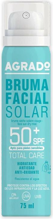 Agrado Face Sunscreen Mist 50 SPF UVA UVB Waterproof 75ml (Sonnencreme Gesicht, SPF 50, 75 ml)