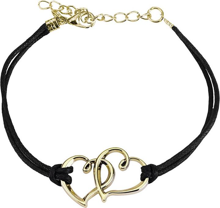 Produktbild Star Piercing Kunstlederarmband schwarz zwei Herzen (Kunstleder, ohne Messing)