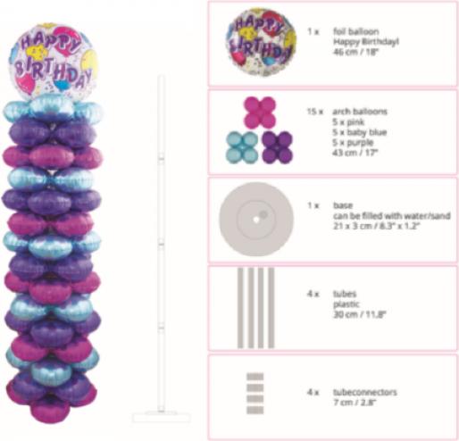 Immagine prodotto Espa Colonna di palloncini di 170 cm circa con 16 palloncini in foil Cuore d'amore
