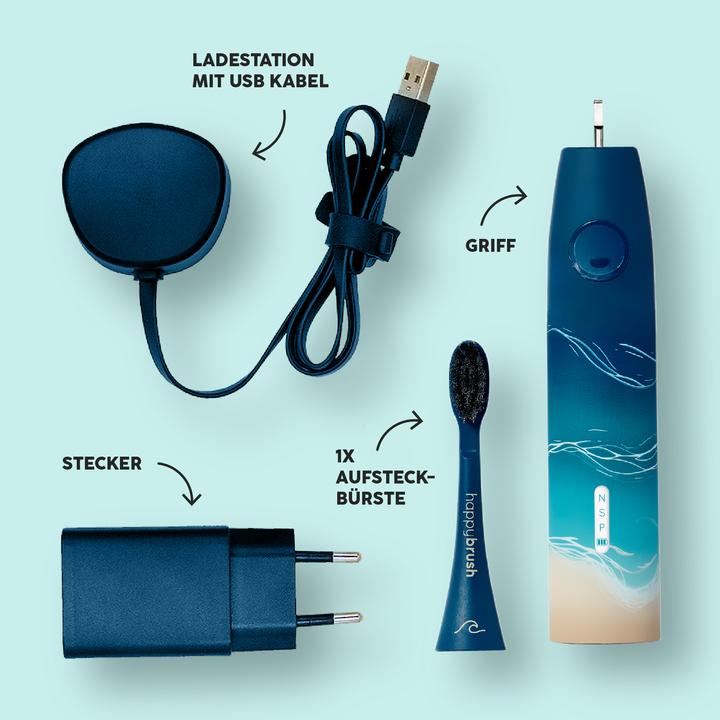 Actual product image happybrush ECO VIBE 3 Starter Kit Ocean (Sonic toothbrush)