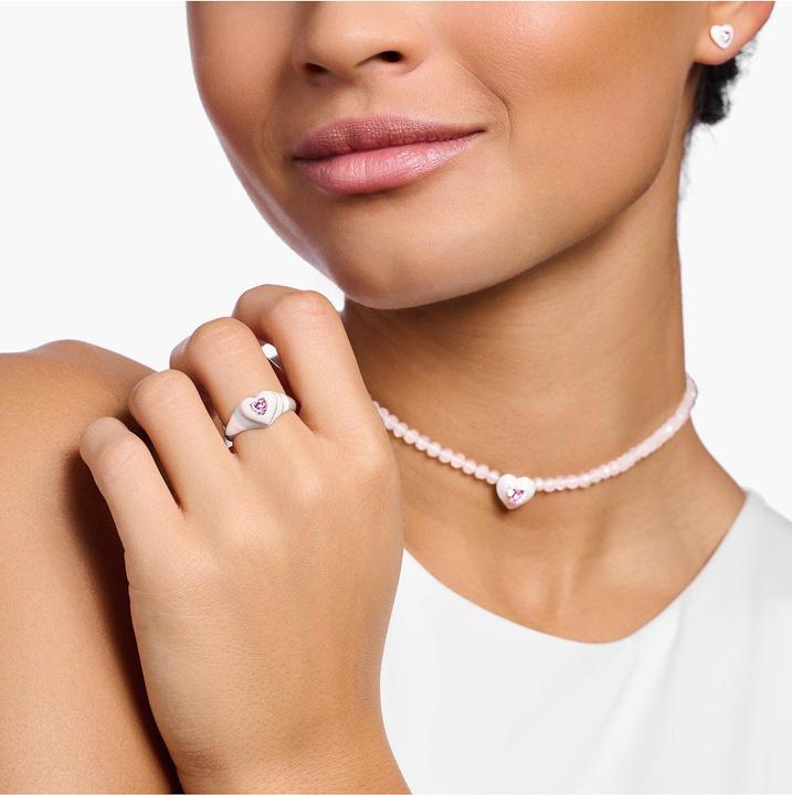 Image du produit Thomas Sabo Bague coeur avec pierre rose argent (54, Argent 925)