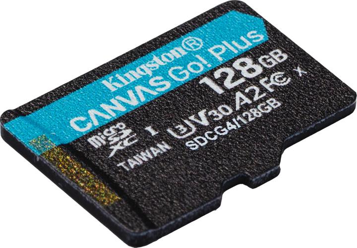 Actual product image Kingston Card Canvas Go Plus MicroSD +ADP 128GB (128 GB, microSDXC, U3, UHS-I)