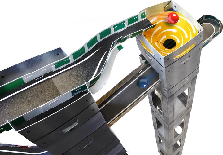 Produktbild Marble Racetrax Murmel Rennbahn: Starter Set mit 24 Bögen, 4 Meter Rennstrecke & 5 Murmeln, Murme...