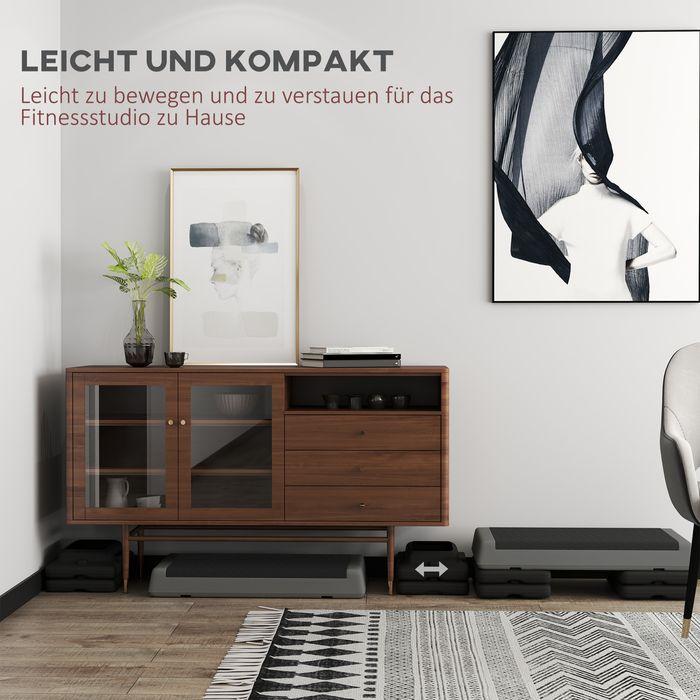 Produktbild Swisshandel24 Fitness-Stepper, 10,5/15,5/20,5cm Höhenverstellbare Steppbrett für Zuhause, Grau