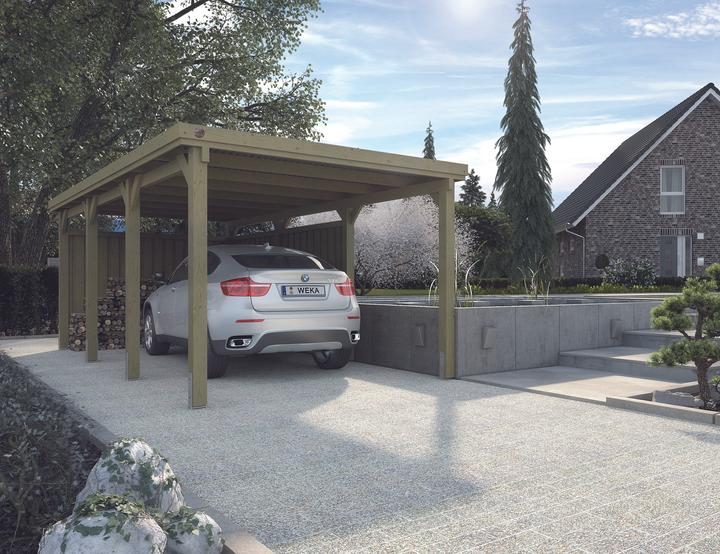 Actual product image Weka Holzbau Flat roof single carport 617 Gr.2 without roof covering