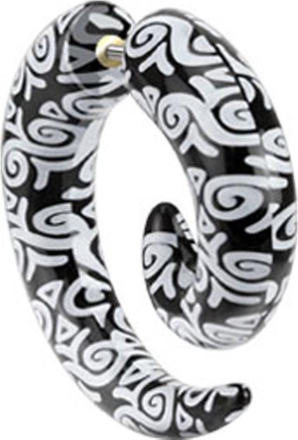 Actual product image Star Piercing Fake Spirale schwarz mit weissem Tribal (Acrylic, without brass)