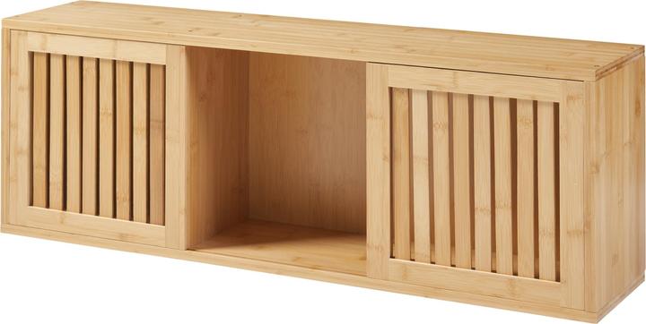 Image du produit En.Casa Étagère murale Grums avec deux portes coulissantes 92,5x20x33cm Bambou