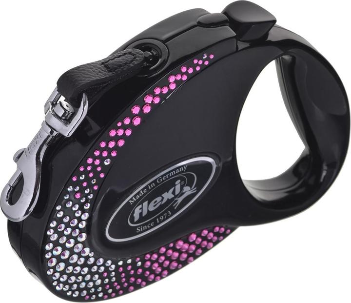 Immagine prodotto Flexi Composizione Glam con cristalli Swarovski M - Guinzaglio retraibile per cani - 5 m - Nero (M, Cane, Passeggiare)