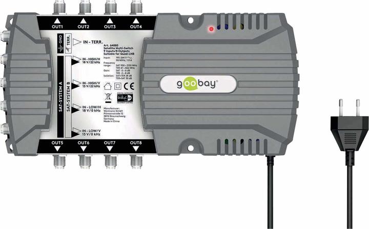 Immagine prodotto Goobay Multi-switch satellitare 9 ingressi/8 uscite (Multiinterruttori)