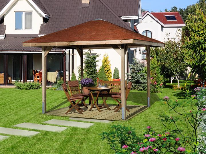 Weka Holzbau Garden oasis 651 size 3, economy set incl. red DS (380 cm, 380 cm)