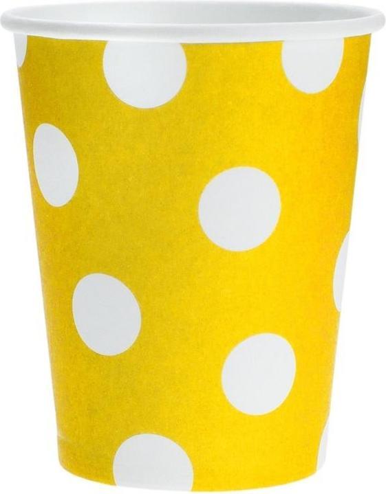 Image du produit GoDan Gelbe Pappbecher mit weissen Punkten, 270 ml, 6 Stück (6 x)