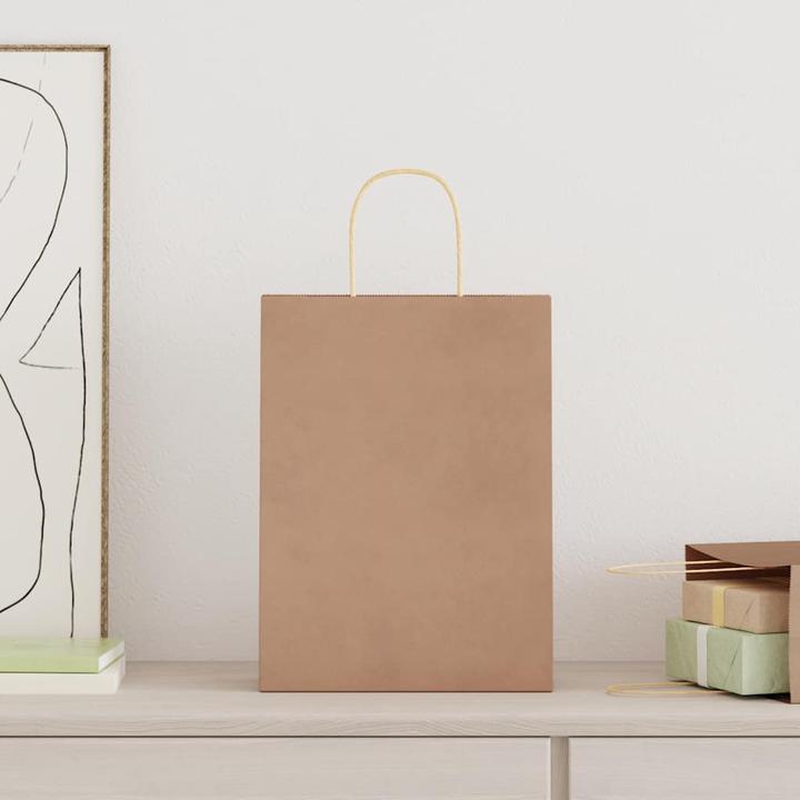 Actual product image VidaXL Kraft paper bags 50 pcs. with handle brown 26x12x35 cm paper bag (Gift bag, 50 x)