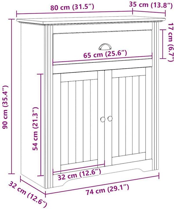 Image du produit VidaXL Armoire d'entrée BODO Blanc 80x35x90 cm Meuble d'entrée Armoire de salon (80 x 35 x 90 cm)