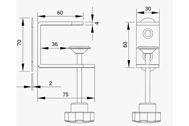 Produktbild OK-Line Schallschutzpanel-Tischklemmen Side