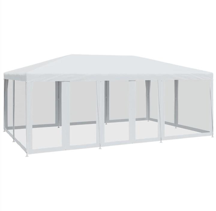 Immagine prodotto VidaXL Partyzelt Pavillon Festzelt mit 10 Mesh-Seitenteilen Weiss 6x4m HDPE (600 cm, 400 cm)