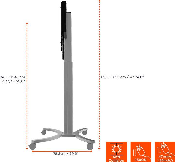 Produktbild Celexon Expert elektrisch höhenverstellbarer Display-Rollwagen Adjust-4286MS - 70cm (86", 136 kg)
