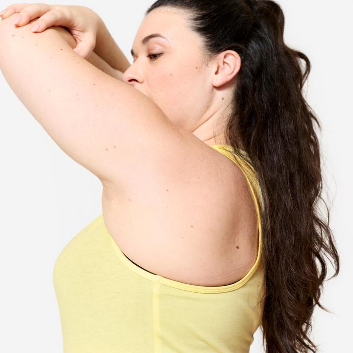 Produktbild Domyos Women's Slim-Fit Crew Neck Fitness Tank Top - Pastel Yellow (M)