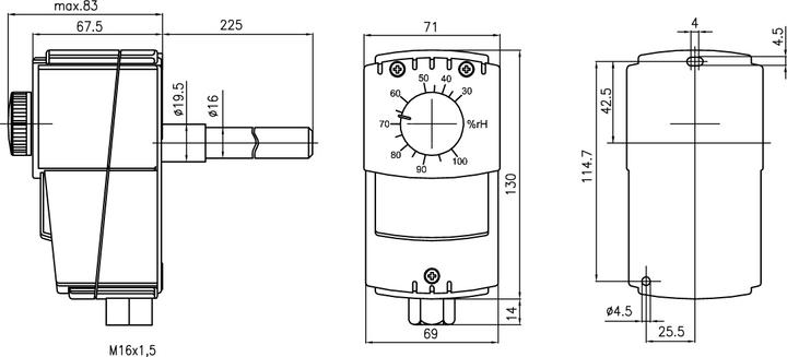 Actual product image ALRE It JA010100 HI-1 Outdoor setting IP65 Duct hygrostat