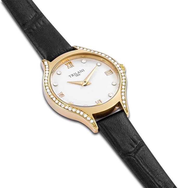 Immagine prodotto Trilani Orologio al quarzo da donna in vera pelle nera - 30492 (Orologio da polso analogico, 26 mm)