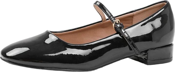 Actual product image Where's That From Womens/Ladies Minsk Patent Faux Leather Buckle Detail Wide Low Heel Ballet Shoes (37)
