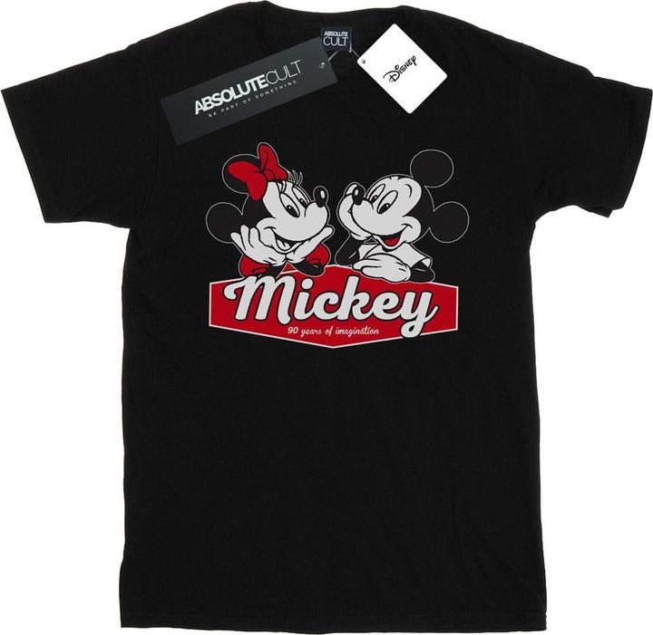 Actual product image Disney Womens/Ladies Mickie And Minnie 90 Years Cotton Boyfriend T-Shirt (4XL)
