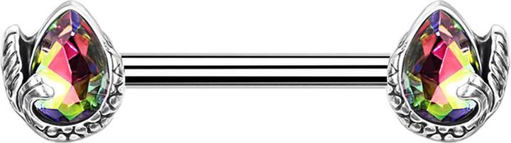 Actual product image Star Piercing Barbell silber Meerjungfrau Kristalltropfen multicolor dunkel (Surgical steel 316L, Brass)